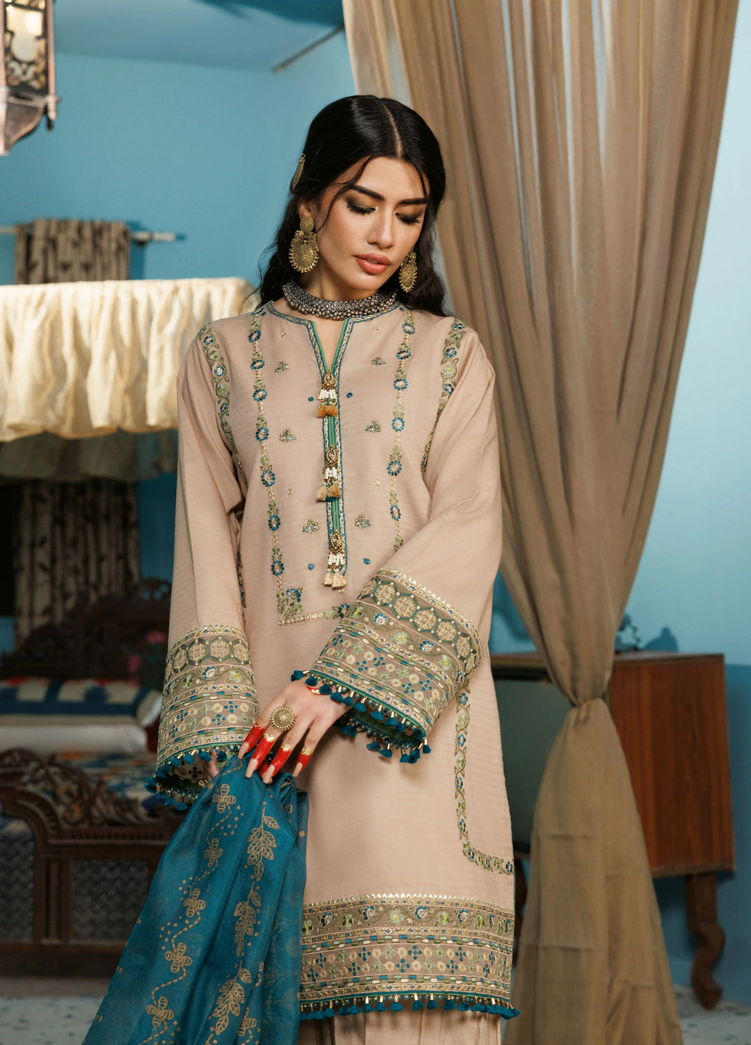 La Elise Women Unstitched Embroidered Lawn 3 Piece Suit 0000506 Gulnar - Casual Collection