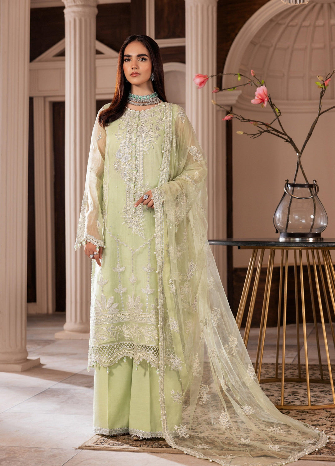 La Elise Women Unstitched Embroidered Khadi Silk 3 Piece Suit 000105 Cara - Casual Collection