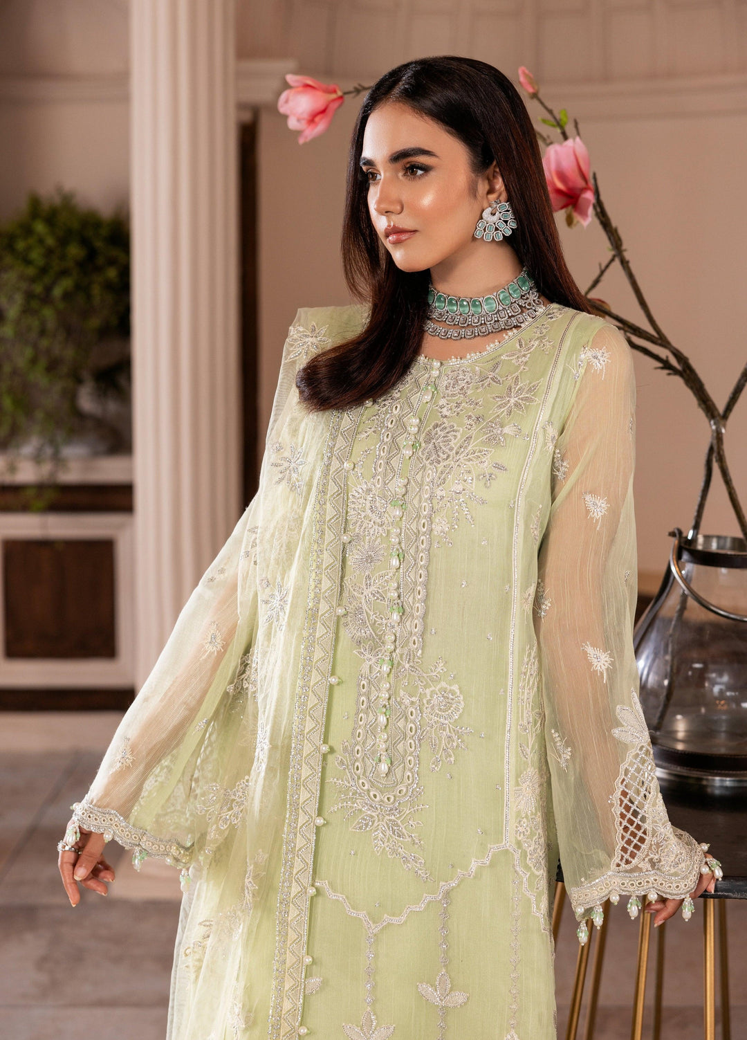 La Elise Women Unstitched Embroidered Khadi Silk 3 Piece Suit 000105 Cara - Casual Collection