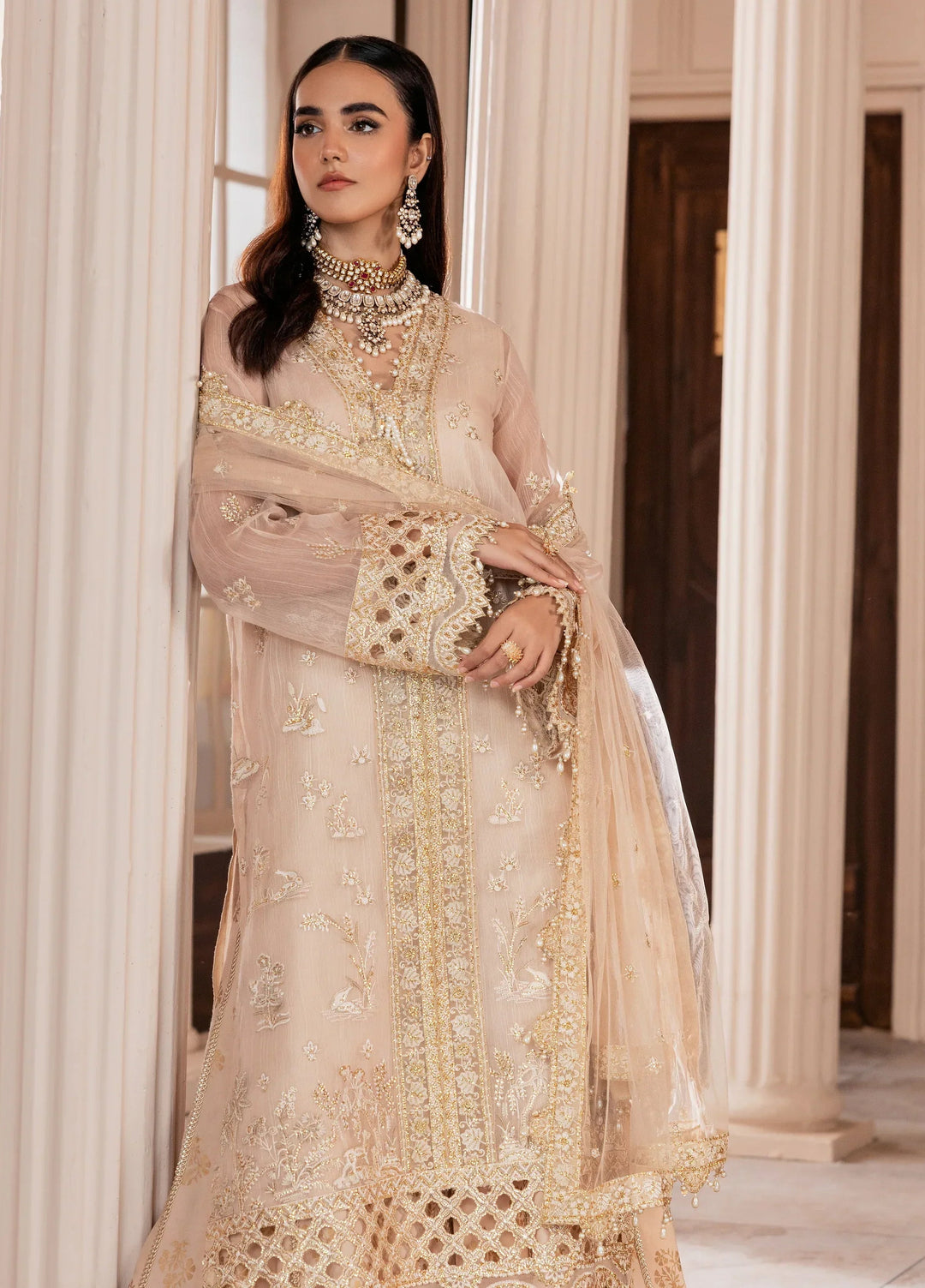 La Elise Women Unstitched Embroidered Khadi Silk 3 Piece Suit 000102 Orla - Casual Collection
