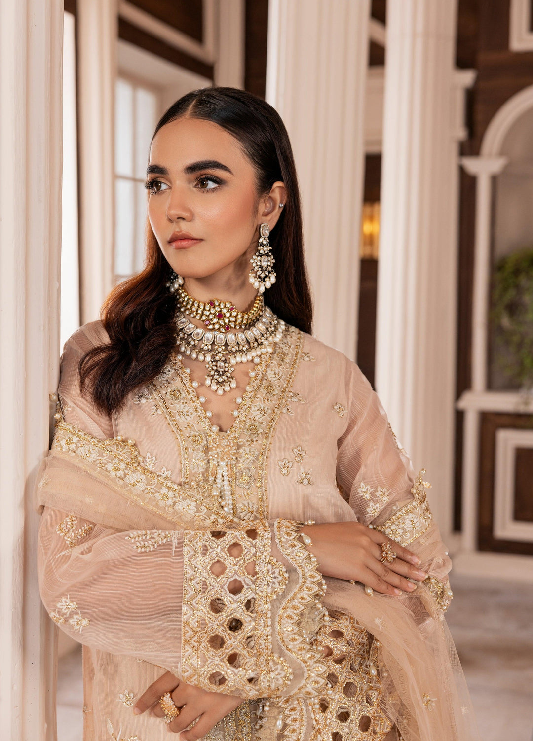 La Elise Women Unstitched Embroidered Khadi Silk 3 Piece Suit 000102 Orla - Casual Collection