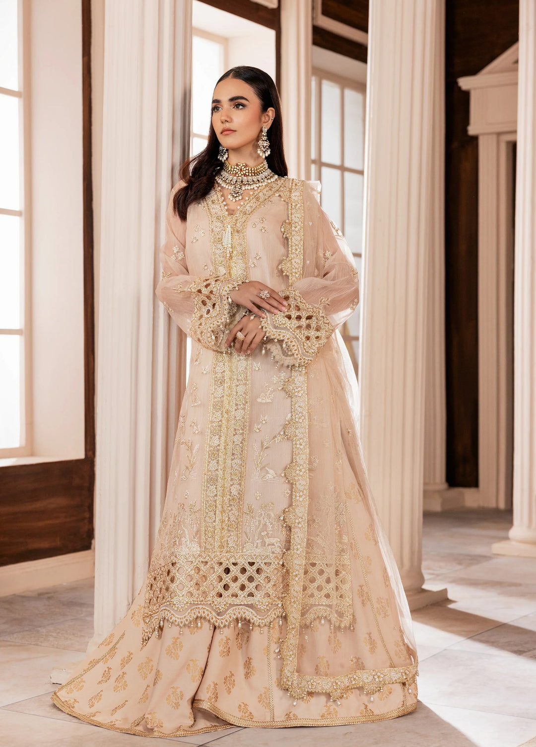 La Elise Women Unstitched Embroidered Khadi Silk 3 Piece Suit 000102 Orla - Casual Collection