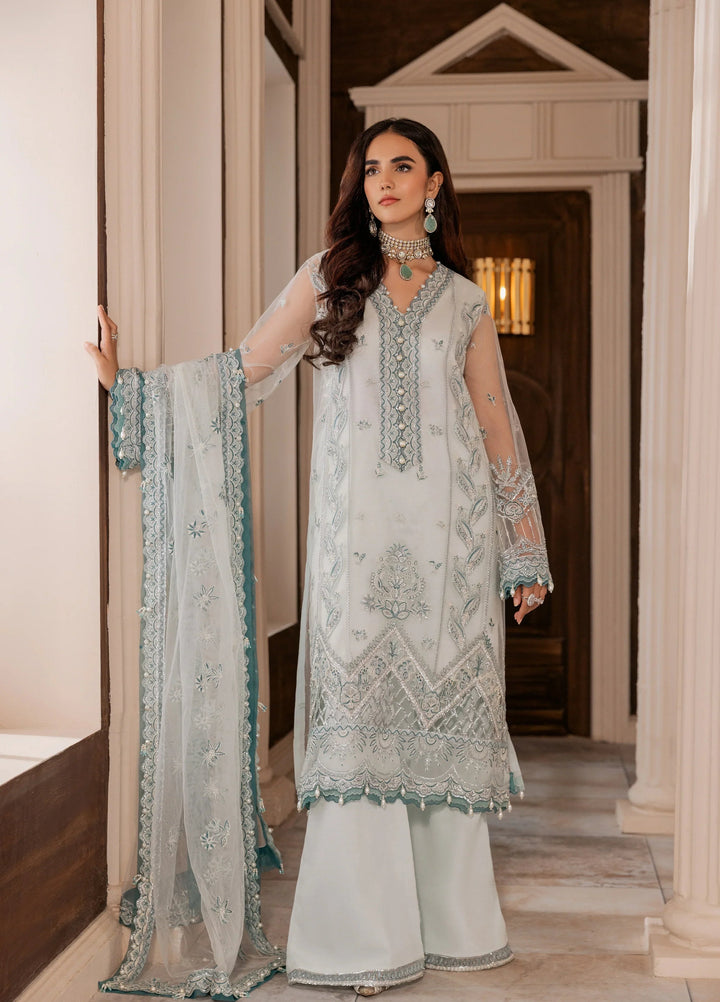 La Elise Women Unstitched Embroidered Net 3 Piece Suit 000103 Agnes - Wedding Collection