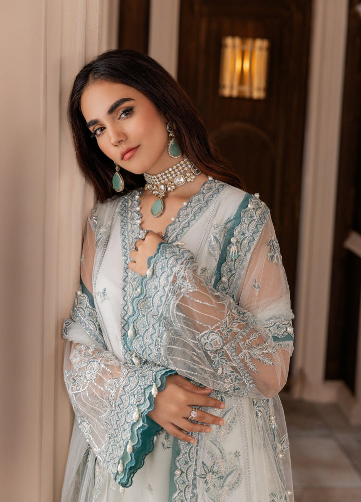 La Elise Women Unstitched Embroidered Net 3 Piece Suit 000103 Agnes - Wedding Collection