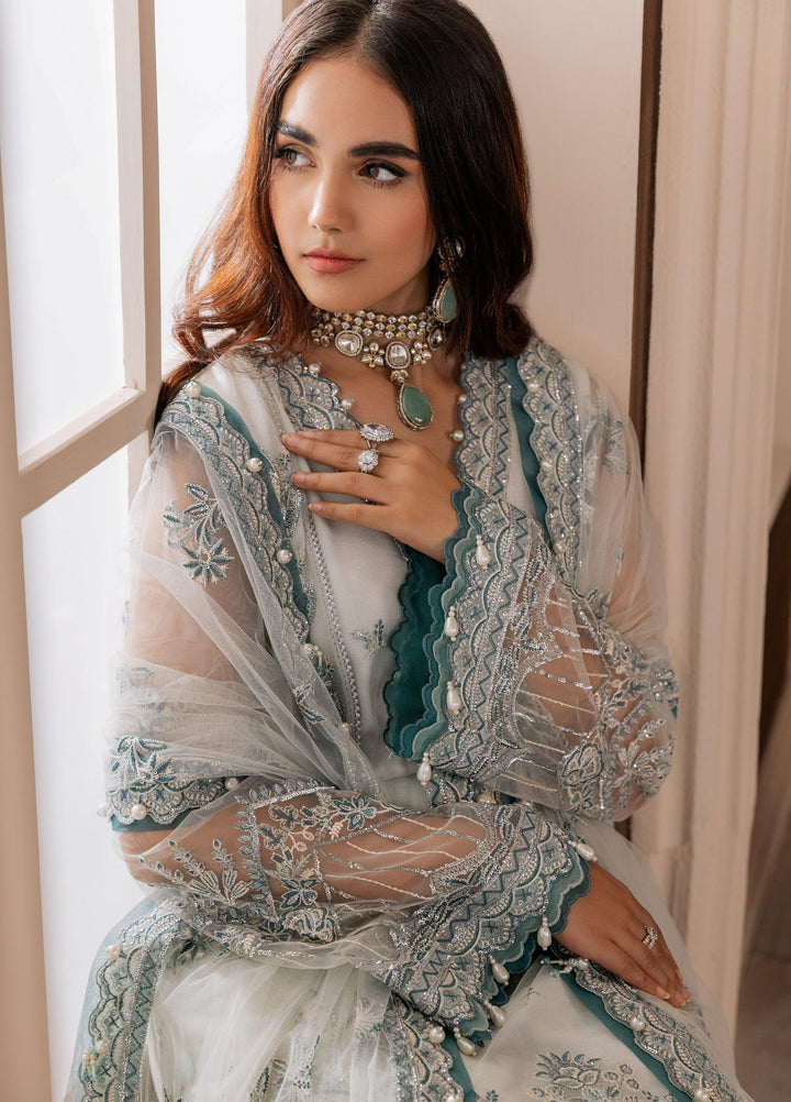 La Elise Women Unstitched Embroidered Net 3 Piece Suit 000103 Agnes - Wedding Collection
