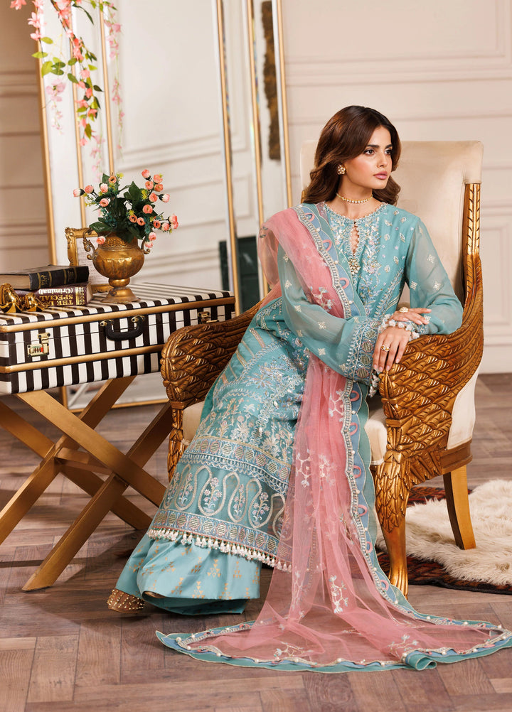 La Elise Women Unstitched Embroidered Chiffon 3 Piece Suit 0001005 Bella - Wedding Collection