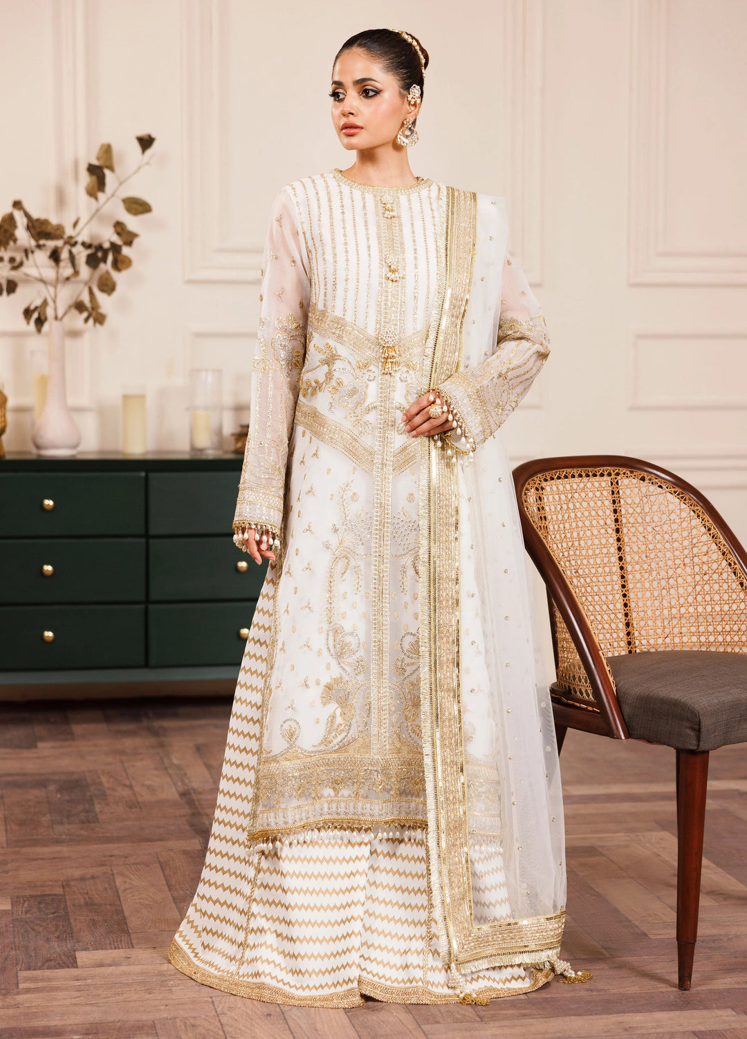 La Elise Women Unstitched Embroidered Organza 3 Piece Suit 0001006 Anais - Wedding Collection