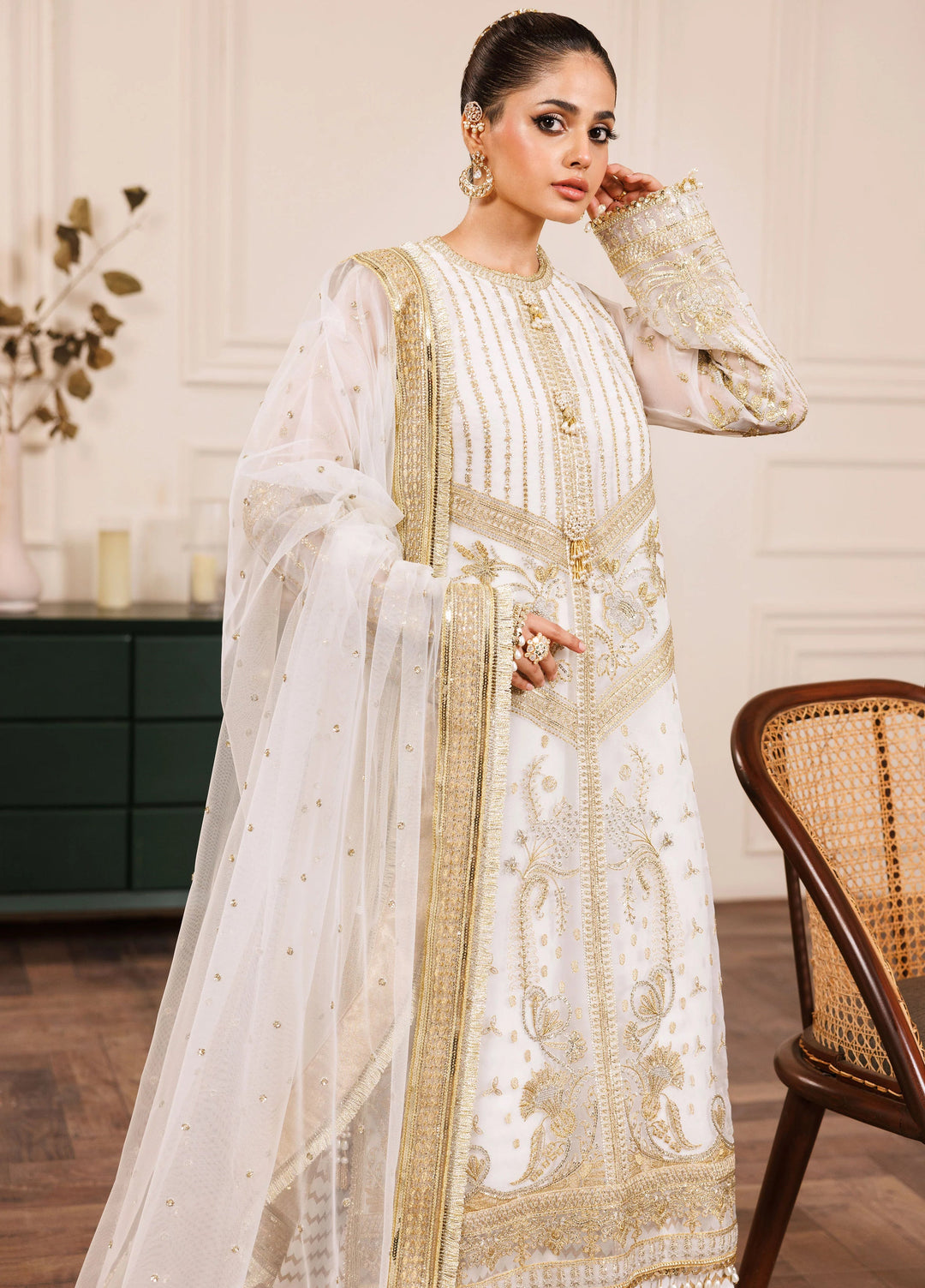 La Elise Women Unstitched Embroidered Organza 3 Piece Suit 0001006 Anais - Wedding Collection