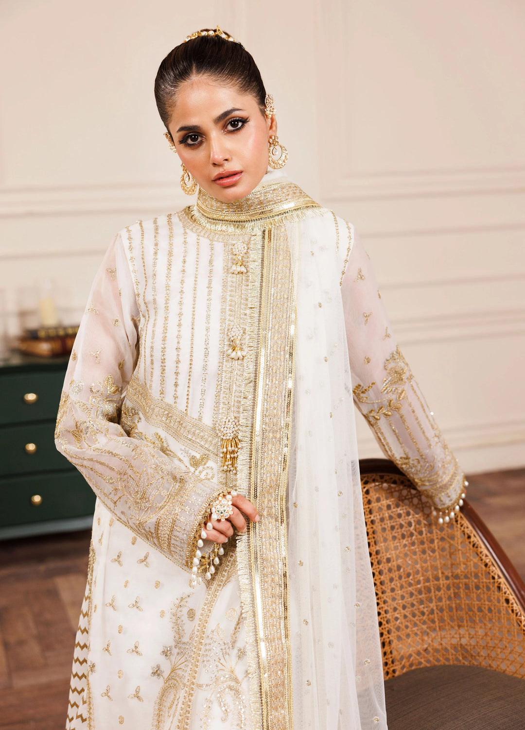 La Elise Women Unstitched Embroidered Organza 3 Piece Suit 0001006 Anais - Wedding Collection