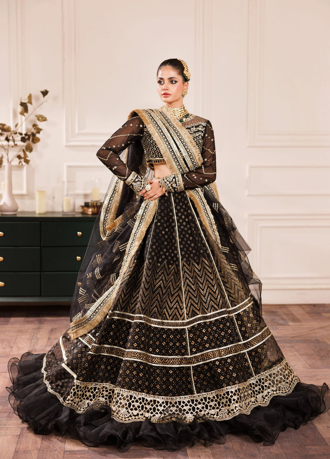 La Elise Women Unstitched Embroidered Chiffon 3 Piece Suit 0001002 Stella - Wedding Collection