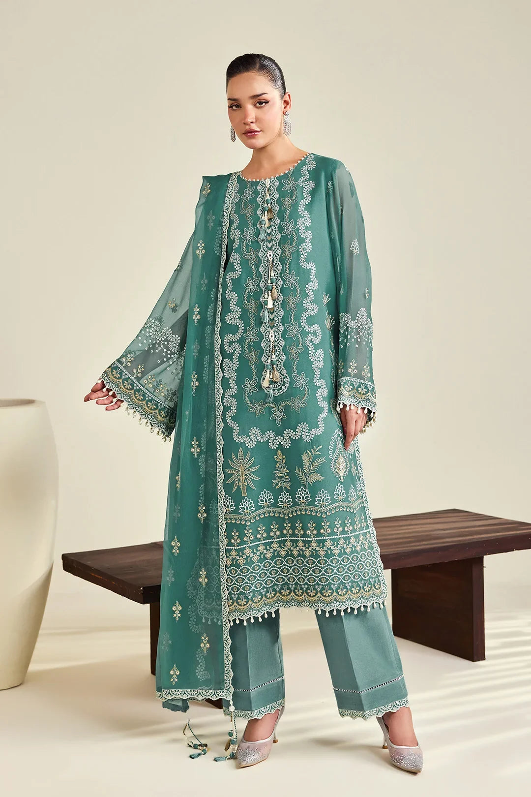 Dhaagay by Alizeh Fashion Unstitched Embroidered Chiffon 3 Piece Suit AF26UCD AF-DHG-5052 Zarqa - Festive Collection