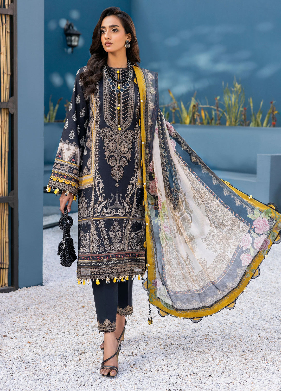 La Elise Women Unstitched Embroidered Lawn 3 Piece Suit 0000406 Mylah - Festive Collection