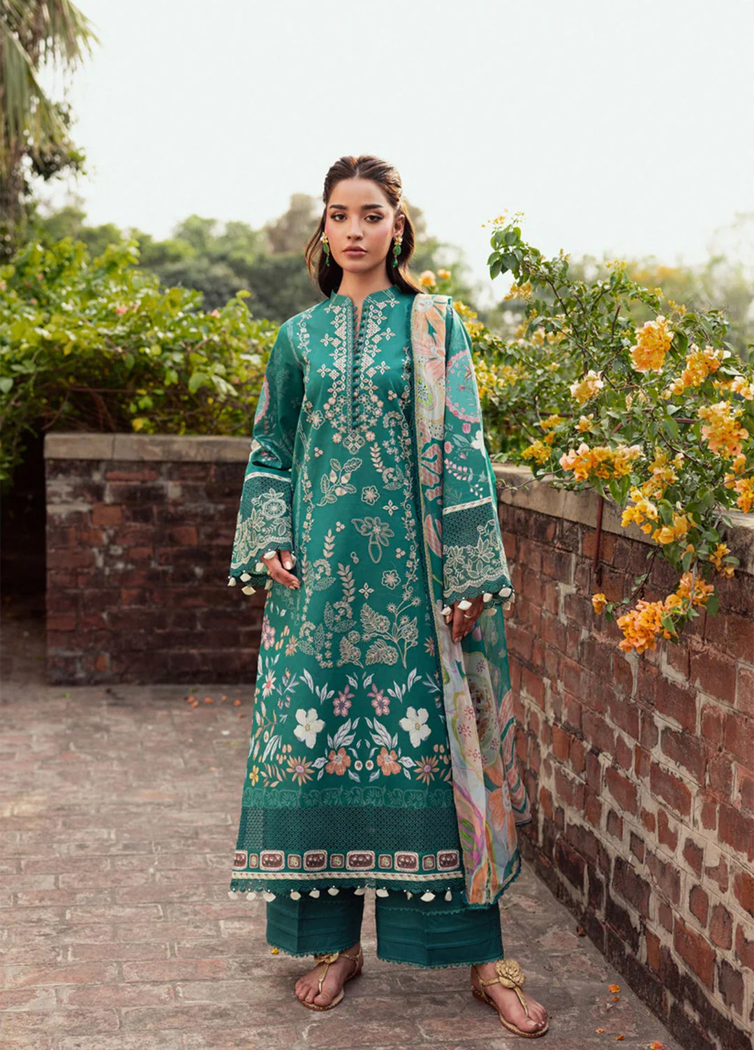 Odyssey by Florent Unstitched Embroidered Lawn 3 Piece Suit FL26UOL FZ-3A - Eid Collection