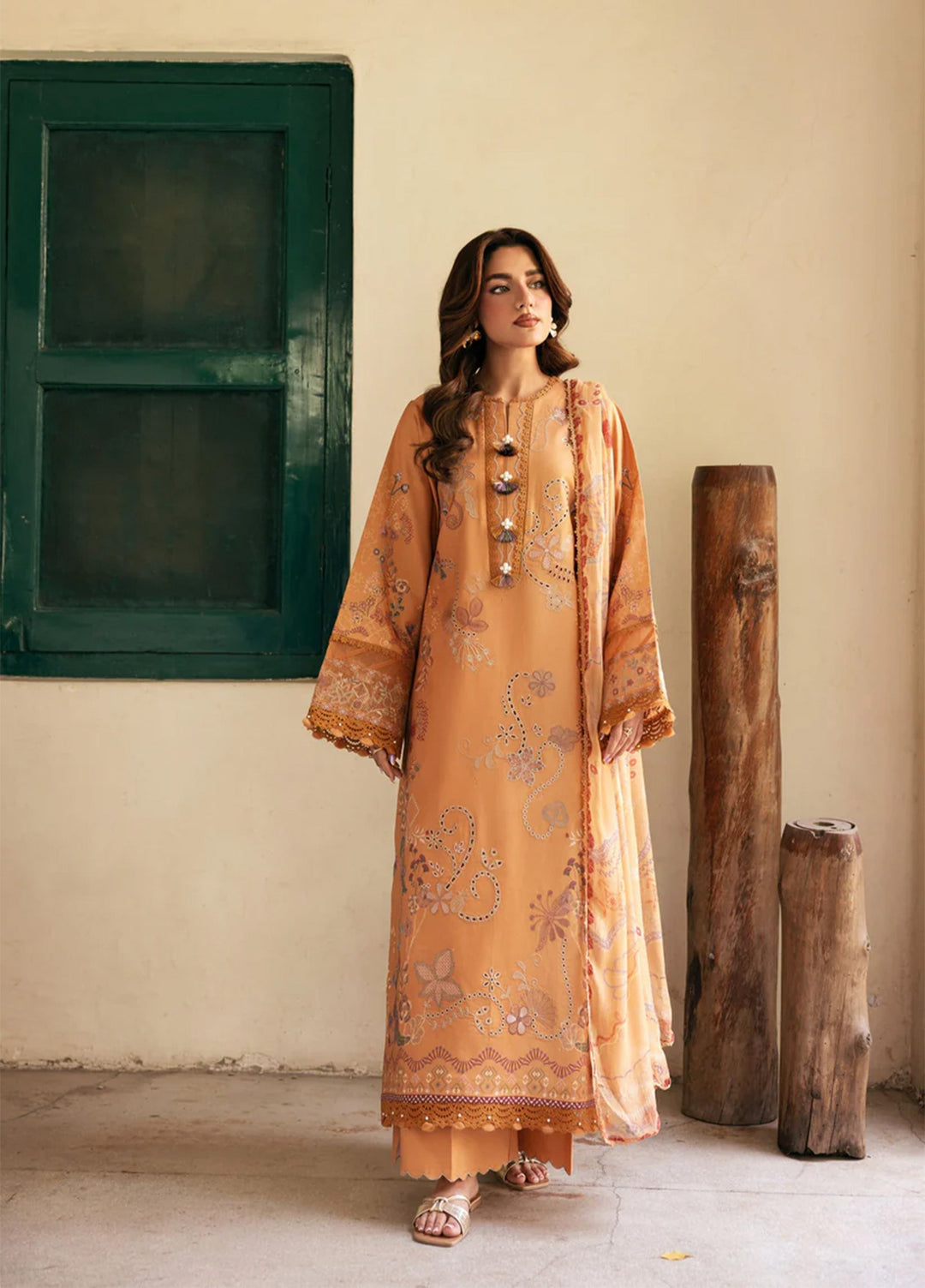 Odyssey by Florent Unstitched Embroidered Lawn 3 Piece Suit FL26UOL FZ-6B - Eid Collection