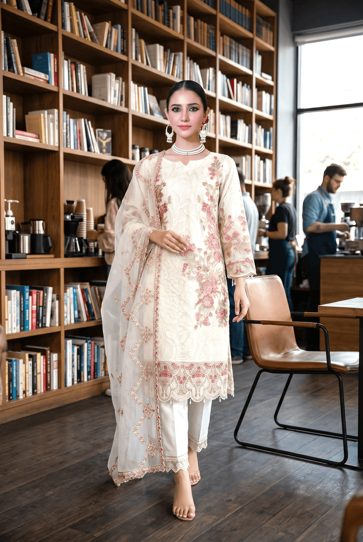 Maher E Naseeb by Maherposh RTW Embroidered Chiffon 3 Piece Suit SM-9003 Festive Collection