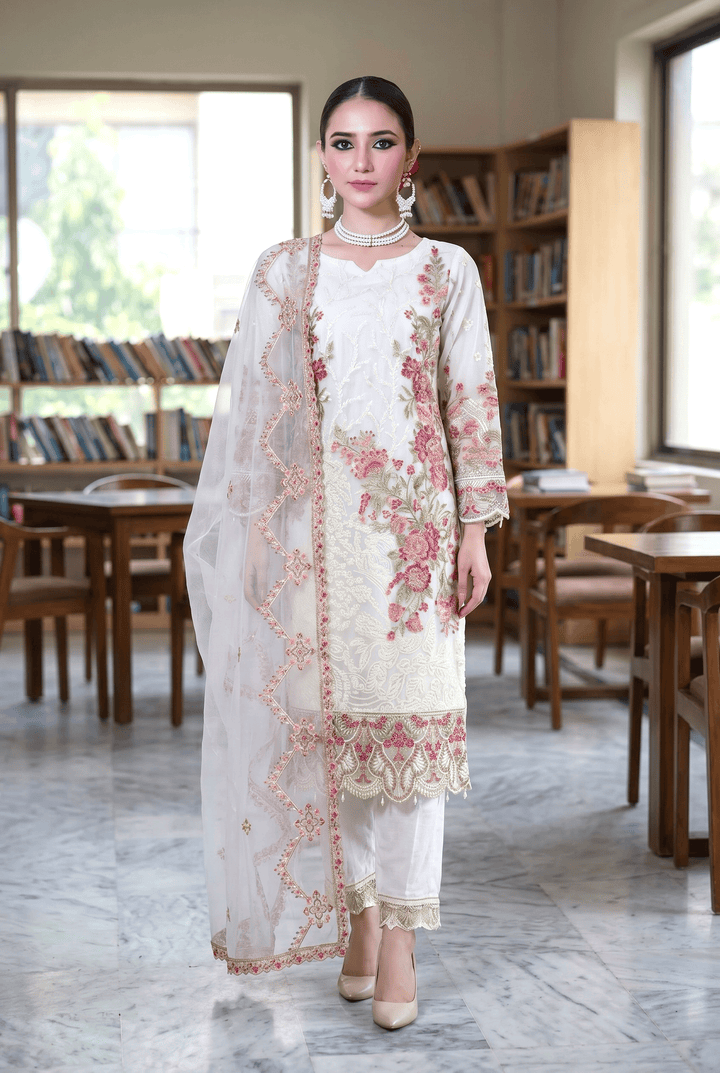 Maher E Naseeb by Maherposh RTW Embroidered Chiffon 3 Piece Suit SM-9003 Festive Collection