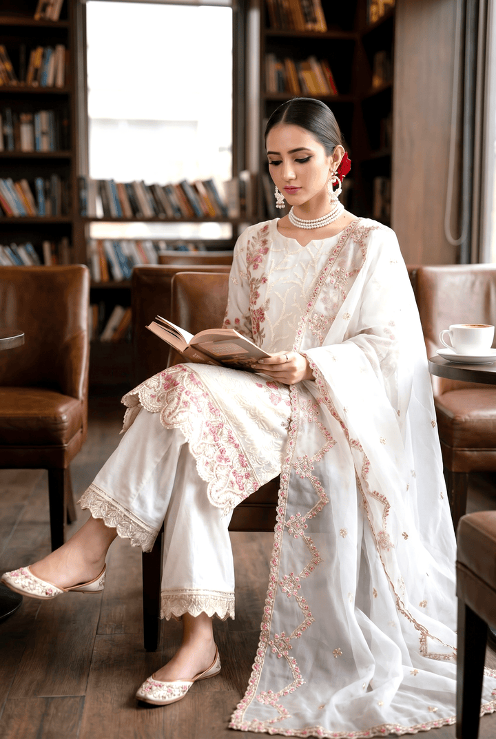 Maher E Naseeb by Maherposh RTW Embroidered Chiffon 3 Piece Suit SM-9003 Festive Collection