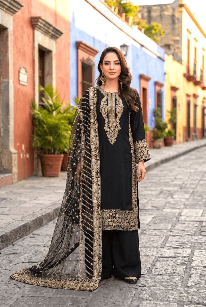 Chashni by Maherposh RTW Embroidered Raw Silk 3 Piece Suit FHM-1047 Festive Collection