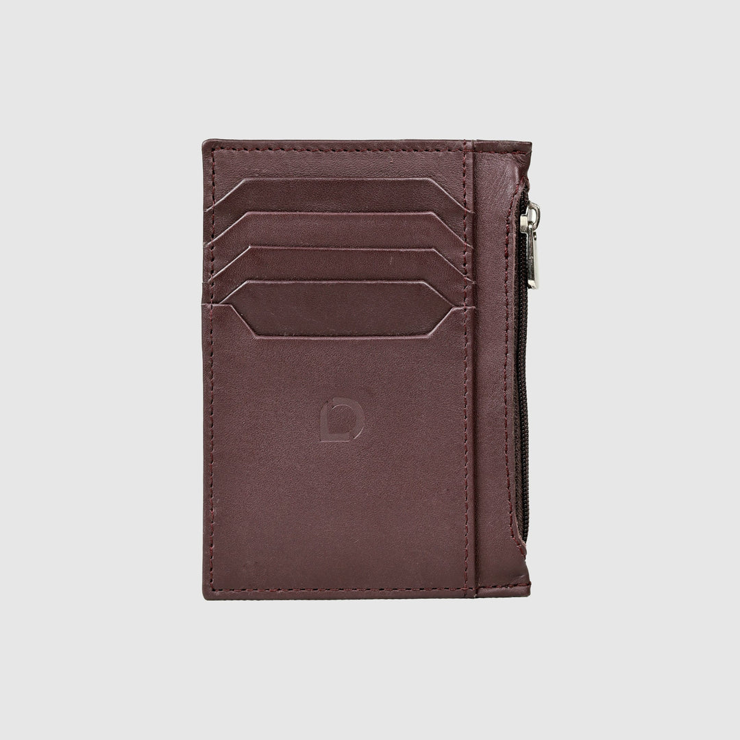 Lafanzo Unisex Leather Regal Zip Card Case Maroon - Accessories Collection