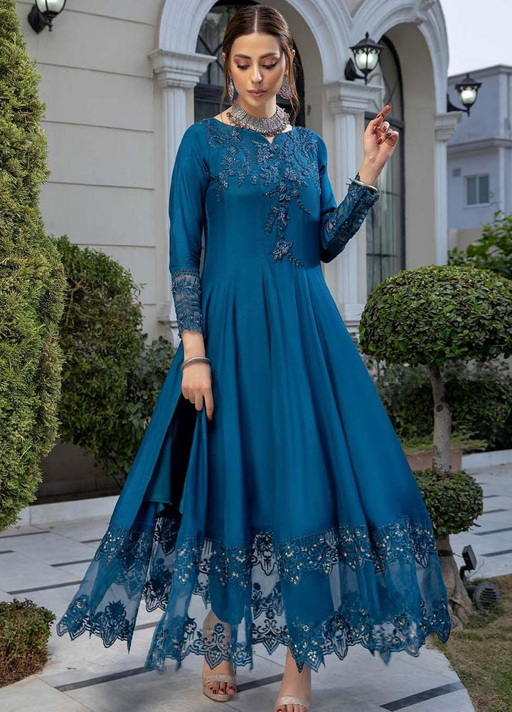 Azure Pret Embroidered Silk 3 Piece Dress Majestic Diva MD263