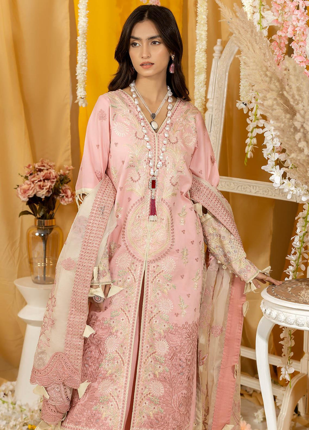 Ghazal By Humdum Embroidered Lawn Suits Unstitched 3 Piece HD23G D-09 - Summer Collection