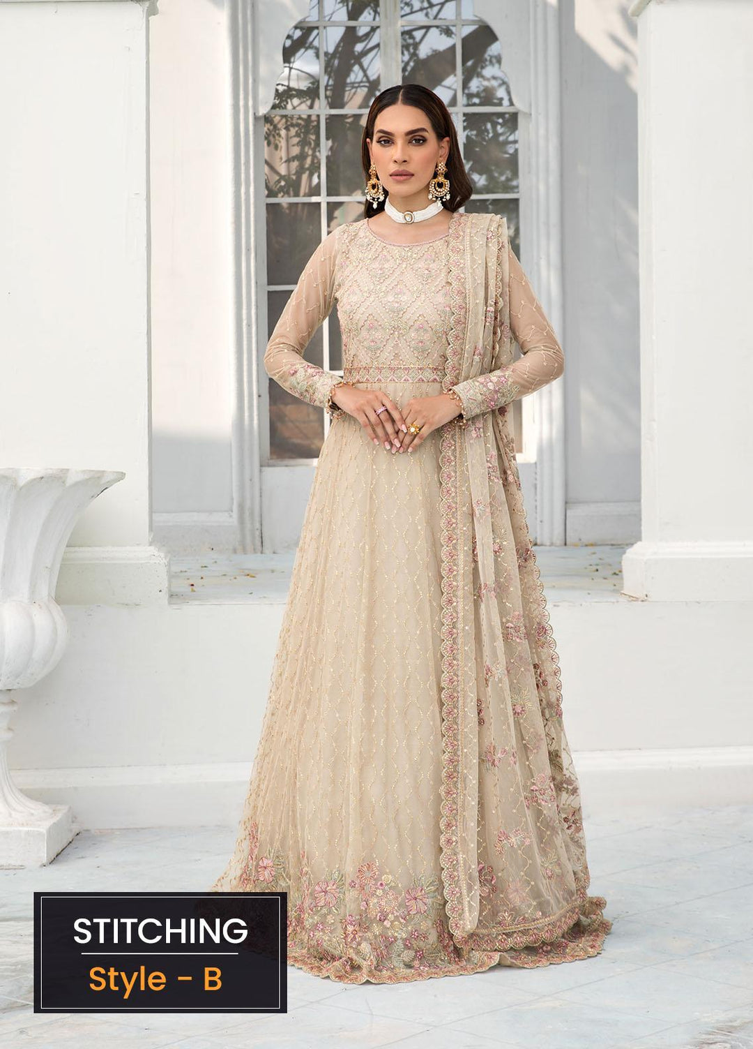Zarif Embroidered Net Suits Unstitched 3 Piece ZR25UF ZDL-08 Jasmine - Luxury Collection