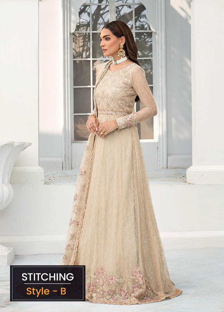 Zarif Embroidered Net Suits Unstitched 3 Piece ZR25UF ZDL-08 Jasmine - Luxury Collection