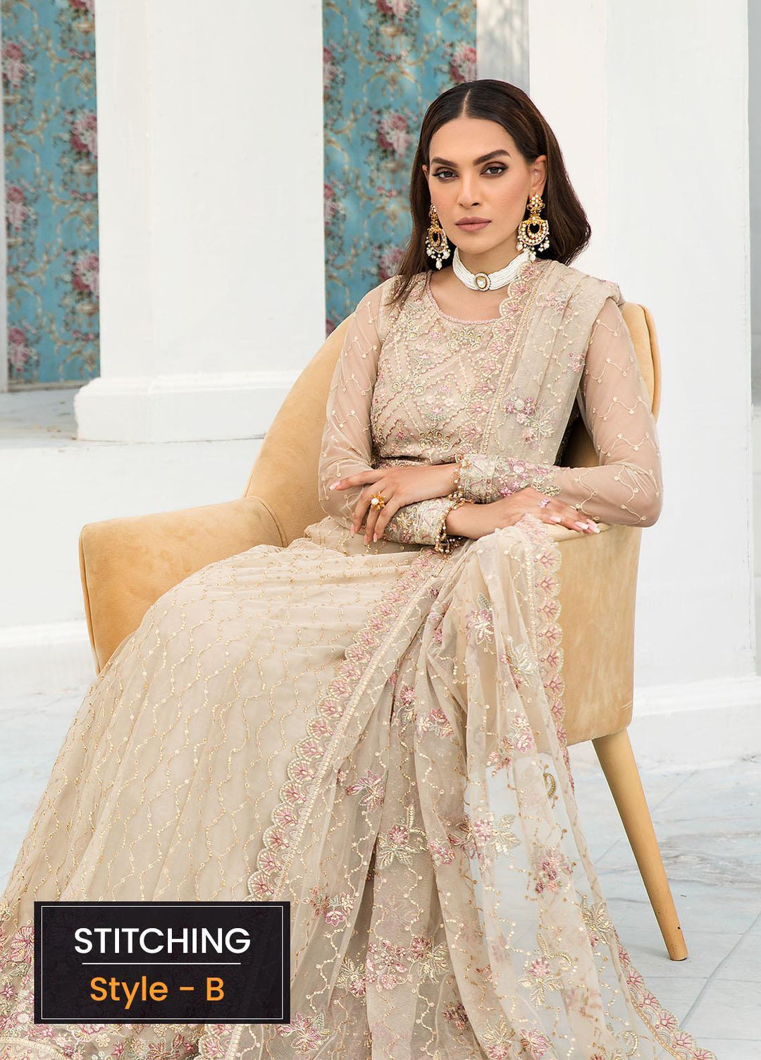 Zarif Embroidered Net Suits Unstitched 3 Piece ZR25UF ZDL-08 Jasmine - Luxury Collection