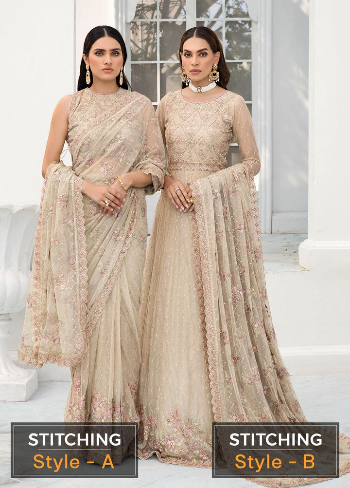 Zarif Embroidered Net Suits Unstitched 3 Piece ZR25UF ZDL-08 Jasmine - Luxury Collection