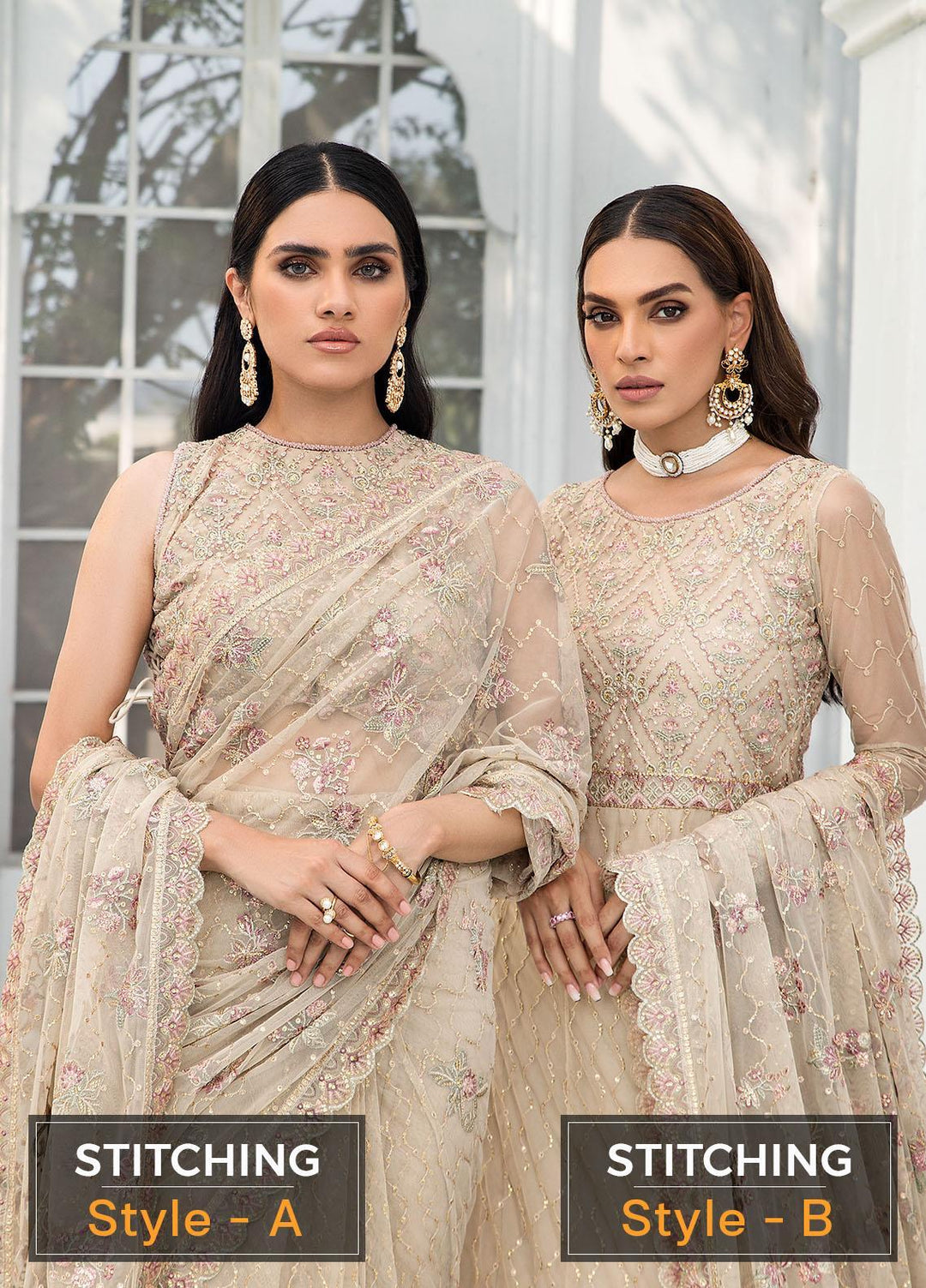 Zarif Embroidered Net Suits Unstitched 3 Piece ZR25UF ZDL-08 Jasmine - Luxury Collection