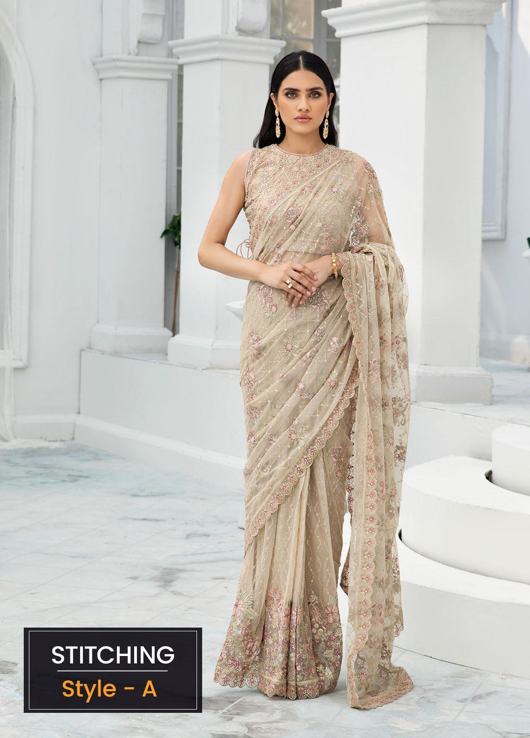 Zarif Embroidered Net Suits Unstitched 3 Piece ZR25UF ZDL-08 Jasmine - Luxury Collection