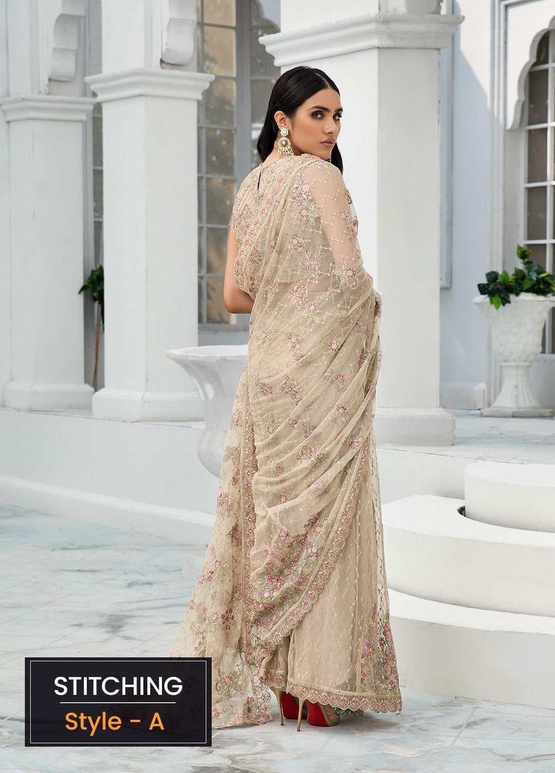 Zarif Embroidered Net Suits Unstitched 3 Piece ZR25UF ZDL-08 Jasmine - Luxury Collection