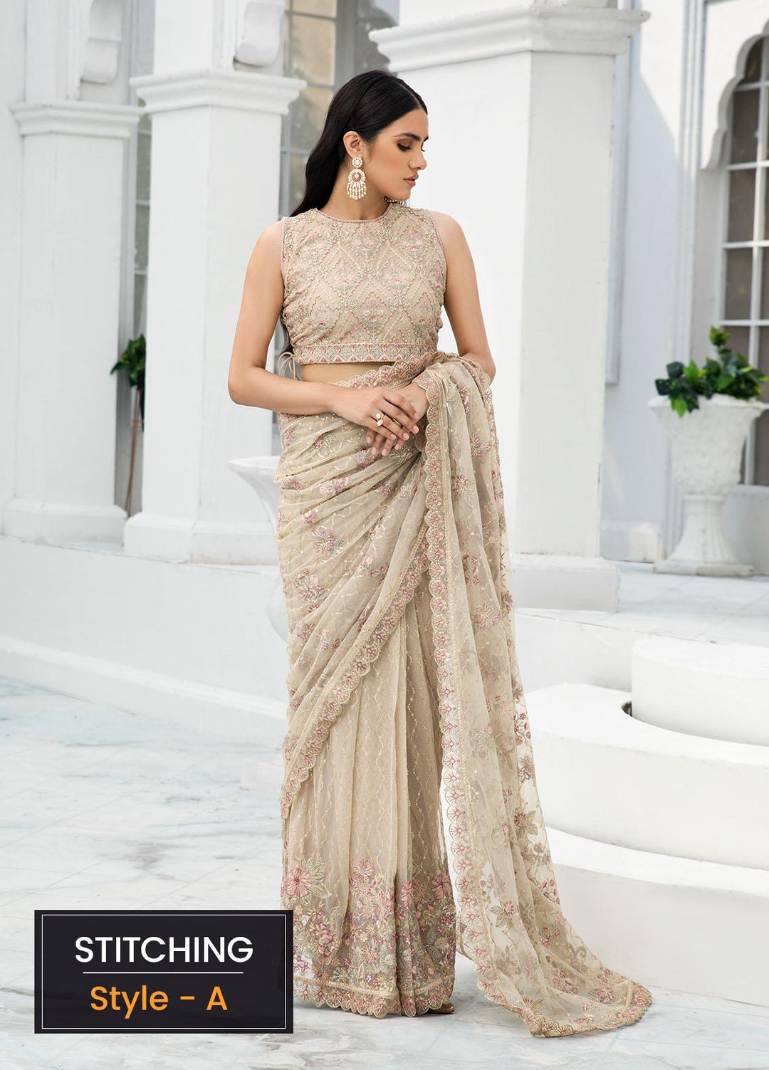 Zarif Embroidered Net Suits Unstitched 3 Piece ZR25UF ZDL-08 Jasmine - Luxury Collection