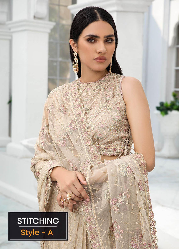 Zarif Embroidered Net Suits Unstitched 3 Piece ZR25UF ZDL-08 Jasmine - Luxury Collection
