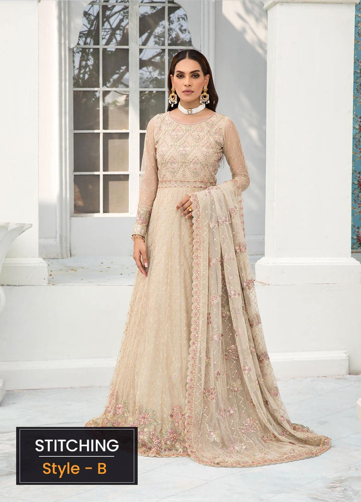 Zarif Embroidered Net Suits Unstitched 3 Piece ZR25UF ZDL-08 Jasmine - Luxury Collection