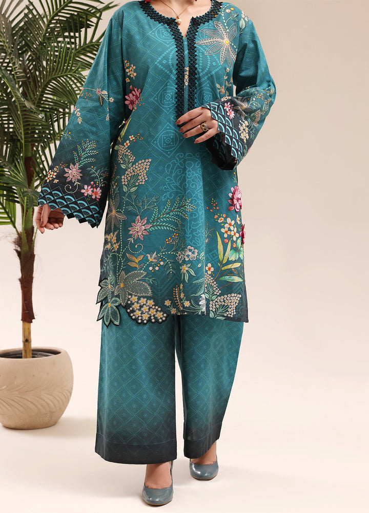 Riley Women RTW Embroidered Lawn 2 Piece Suit RL26RL Teal Flora - Casual Collection