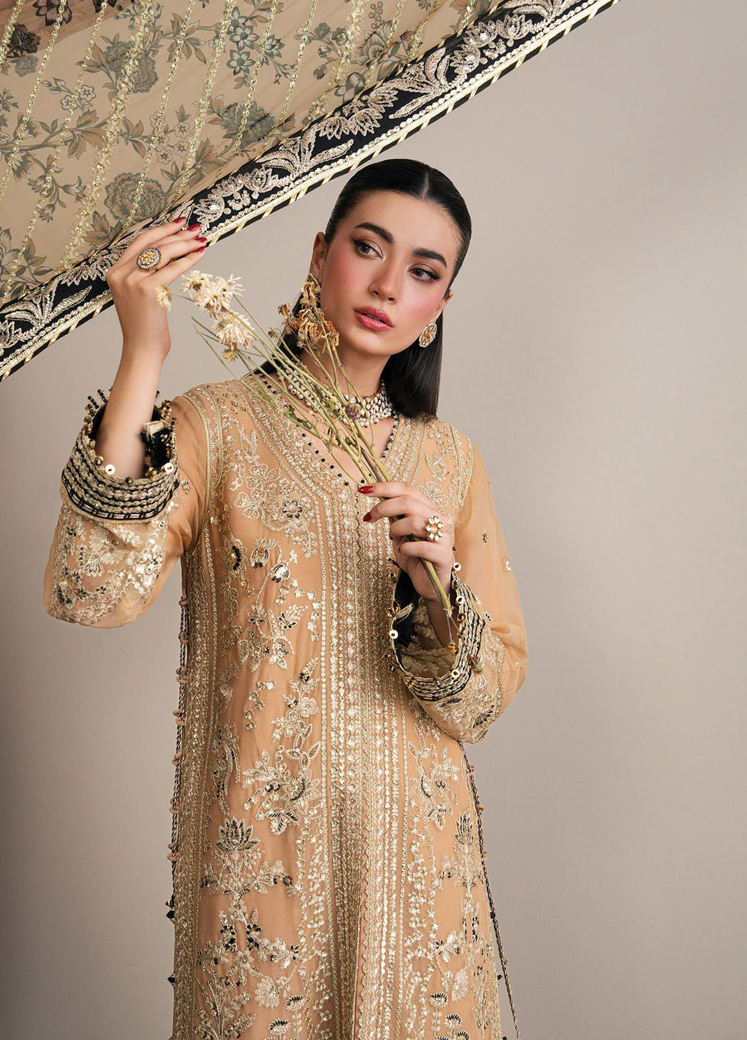 Kalani by Xenia Formals Unstitched Embroidered Chiffon 3 Piece Suit XE26UKW 10-Nerya - Wedding Collection