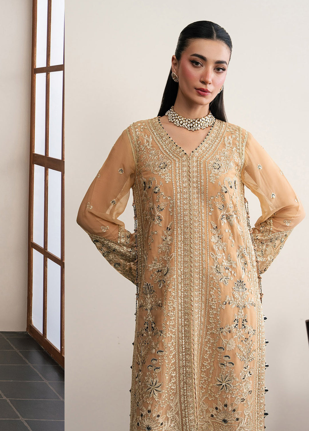 Kalani by Xenia Formals Unstitched Embroidered Chiffon 3 Piece Suit XE26UKW 10-Nerya - Wedding Collection