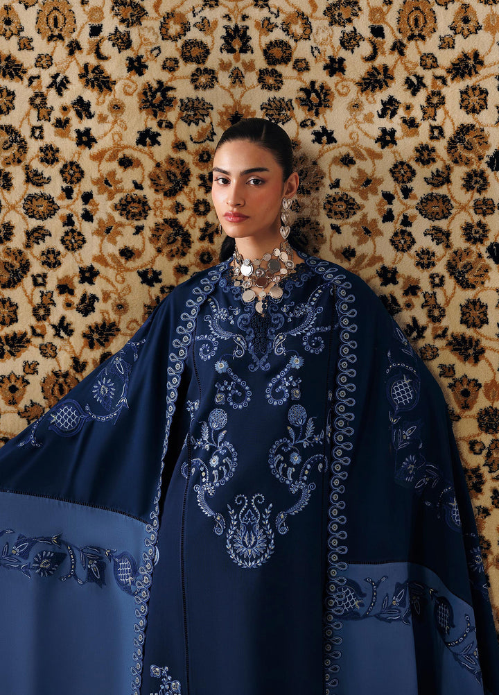 Q line by Qalamkar Unstitched Embroidered Slub Linen 3 Piece Suit QLK26UQL Seran QLW-10 - Winter Collection