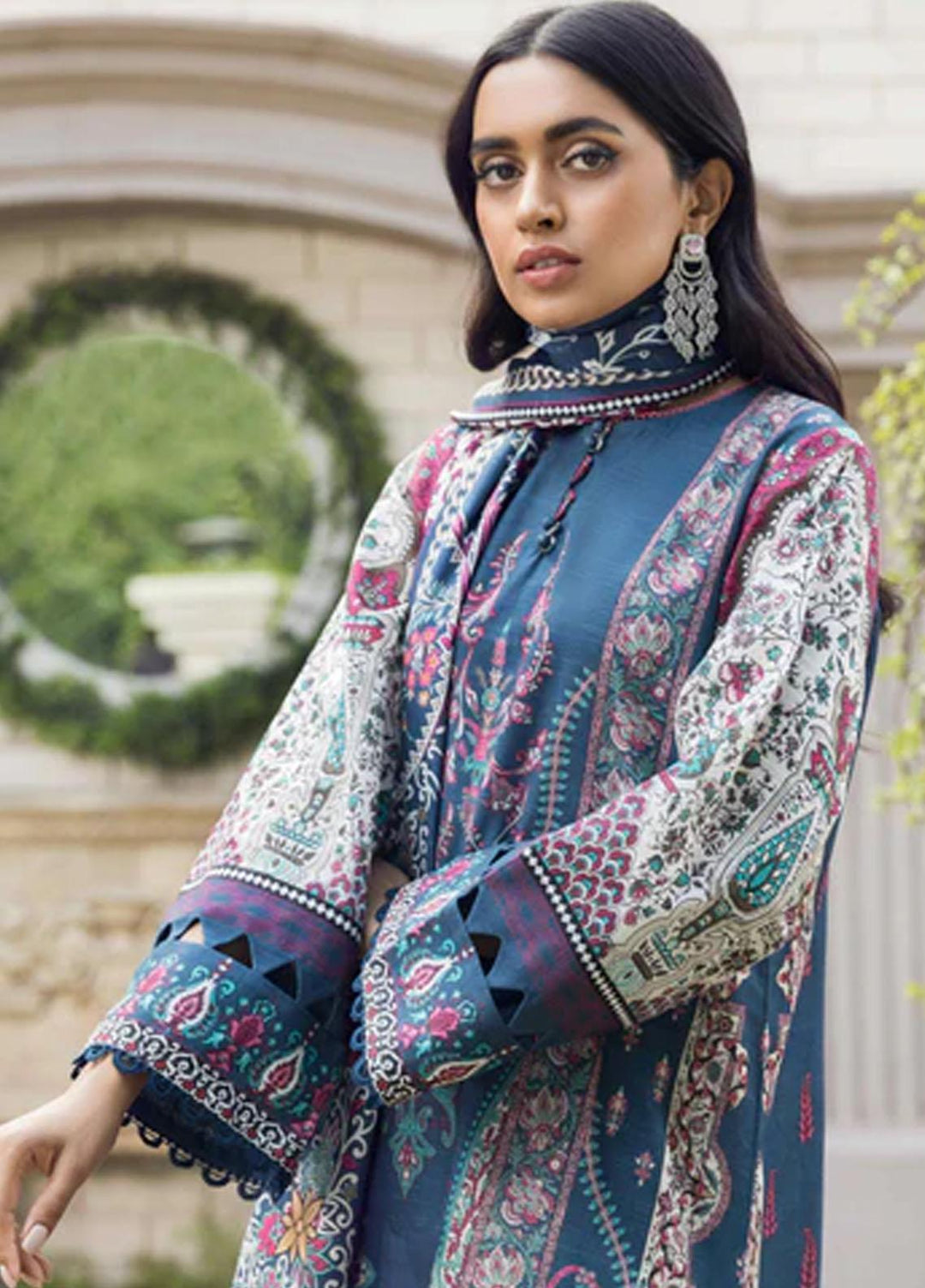 Winter Blossoms By Seran Embroidered Khaddar Suits Unstitched 3 Piece SRN22WB 01 Gentian - Winter Collection