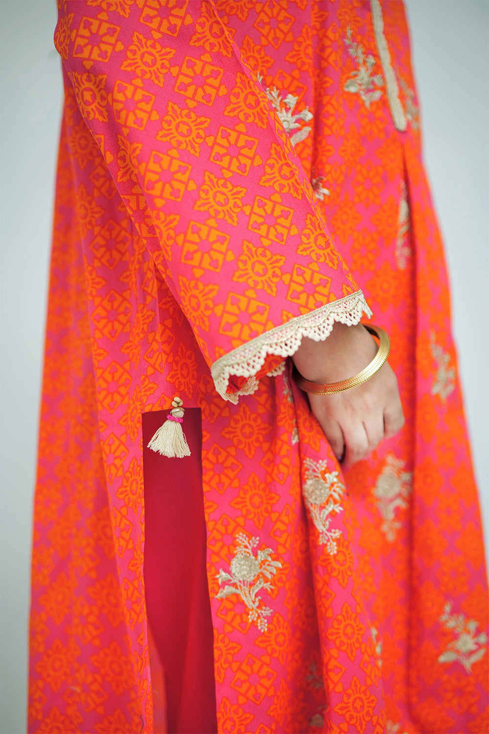 Senorita Women RTW Women Shocking Pink and Orange Casual 3 Piece Suit Cotton Lawn Printed LAD-02704 - Summer Collection