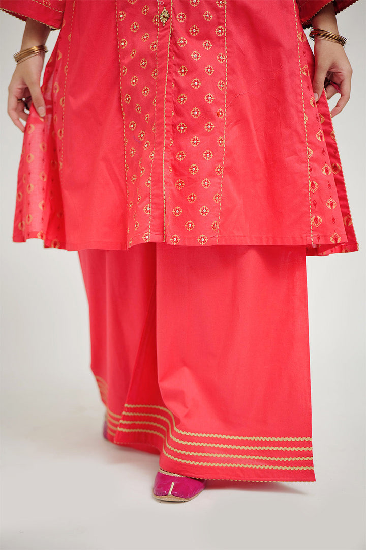 Senorita Girls Ready to Wear Girls Peach Casual 3 Piece Suit Cotton Cambric Printed GAD-02657 - Summer Collection