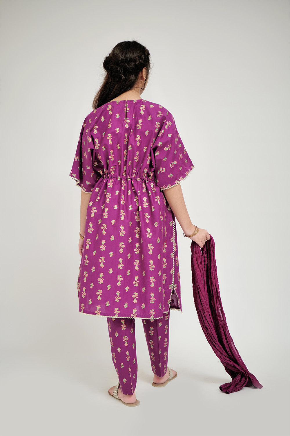 Senorita Girls Ready to Wear Girls Dark Pink Casual 3 Piece Suit Cotton Cambric Printed GAD-02662 - Summer Collection