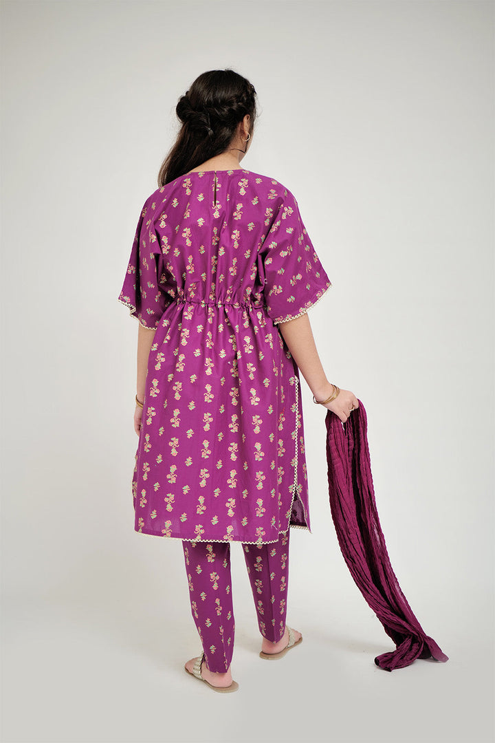 Senorita Girls Ready to Wear Girls Dark Pink Casual 3 Piece Suit Cotton Cambric Printed GAD-02662 - Summer Collection