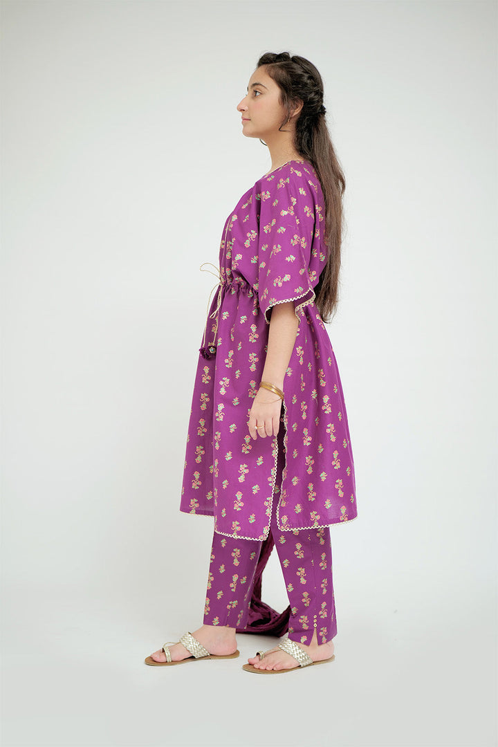 Senorita Girls Ready to Wear Girls Dark Pink Casual 3 Piece Suit Cotton Cambric Printed GAD-02662 - Summer Collection