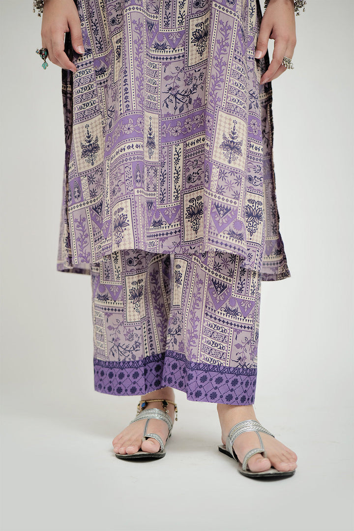 Senorita Women RTW Women Purple and Multicolor Casual 2 Piece Suit Cotton Lawn Printed LAC-02684 - Summer Collection