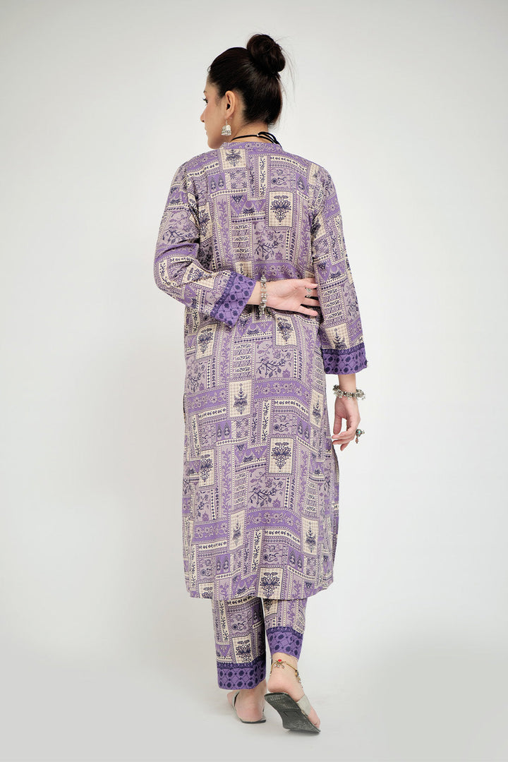 Senorita Women RTW Women Purple and Multicolor Casual 2 Piece Suit Cotton Lawn Printed LAC-02684 - Summer Collection