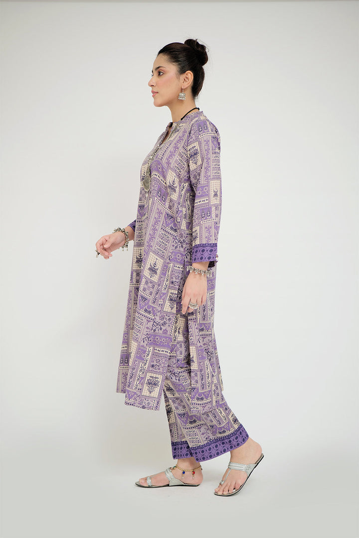 Senorita Women RTW Women Purple and Multicolor Casual 2 Piece Suit Cotton Lawn Printed LAC-02684 - Summer Collection