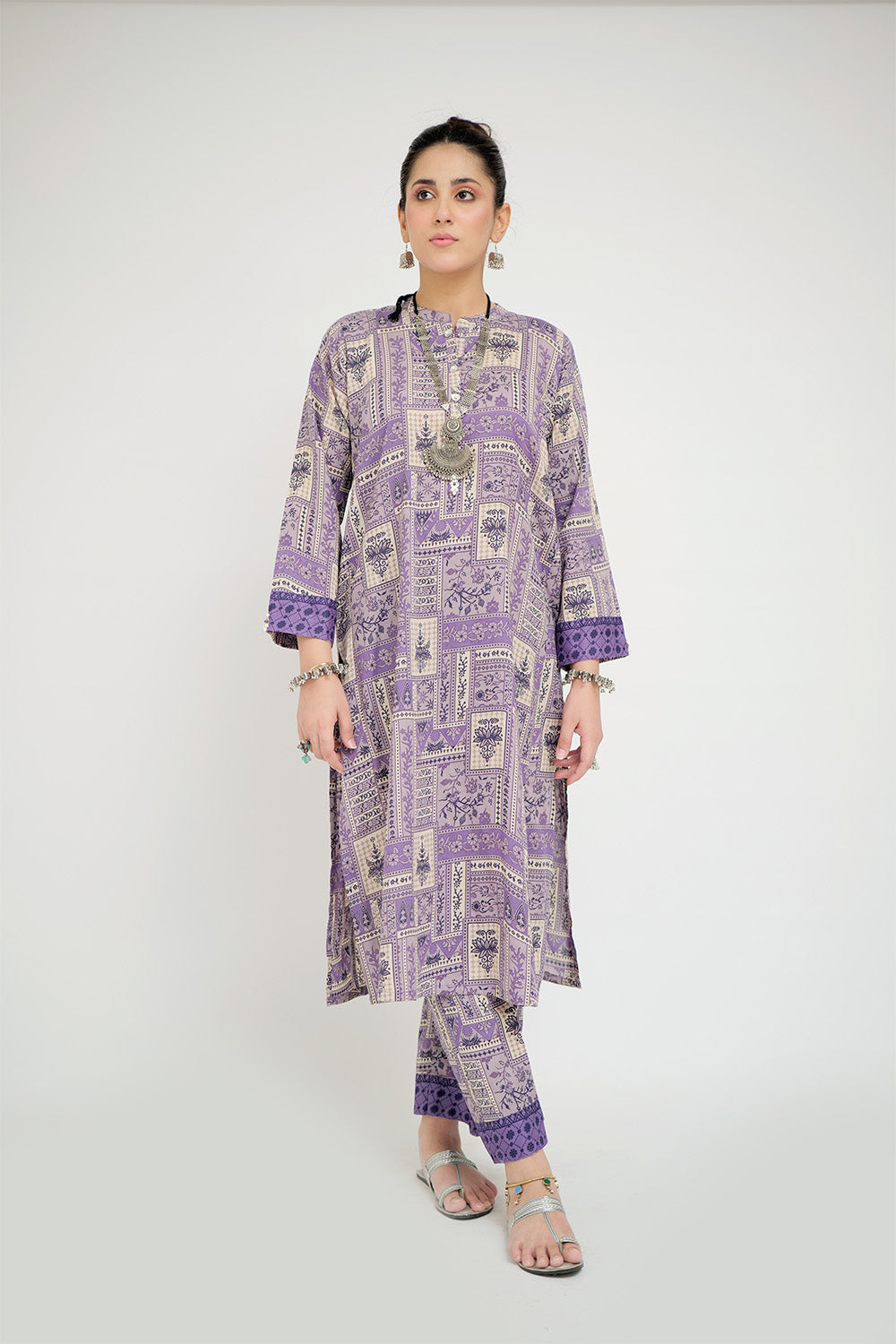 Senorita Women RTW Women Purple and Multicolor Casual 2 Piece Suit Cotton Lawn Printed LAC-02684 - Summer Collection