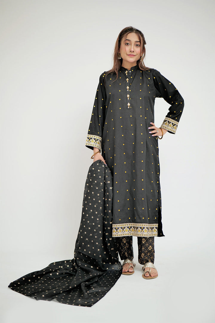 Senorita Women RTW Women Printed Black Casual 3 Piece Suit Cotton Cambric LAD-02660 - Summer Collection